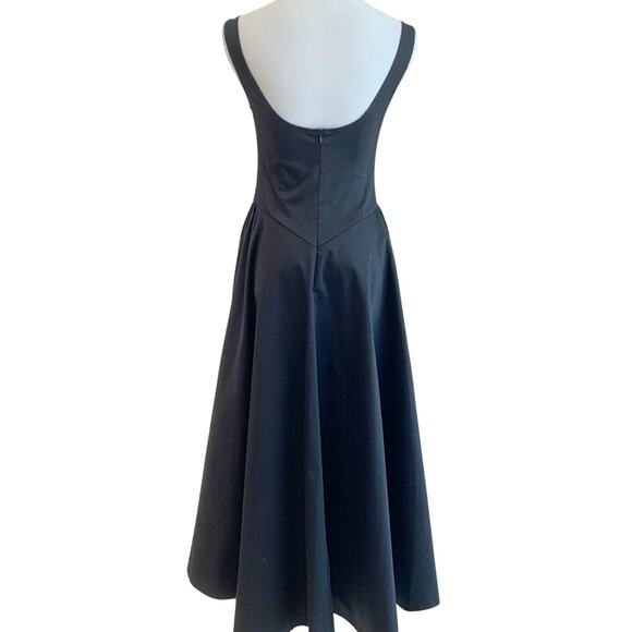 Helsa Stretch Cotton Sateen Midi Dress Black Size Medium - Picture 11 of 12